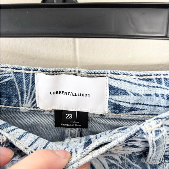 Current Elliot leaf print denim high rise button fly shorts size 23 new - Picture 4 of 6